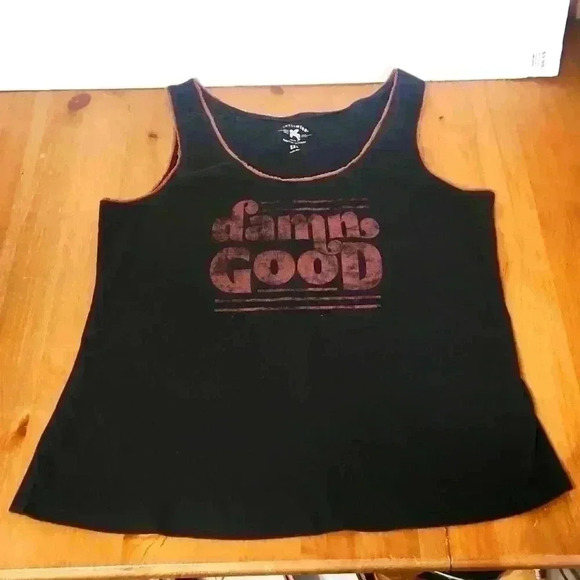 Idyllwind Tops - Idyllwind extra extra large ribbed black tank with brown trim